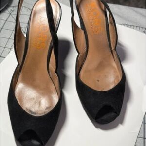 KORS Black Slingback Peep-Toe Heels